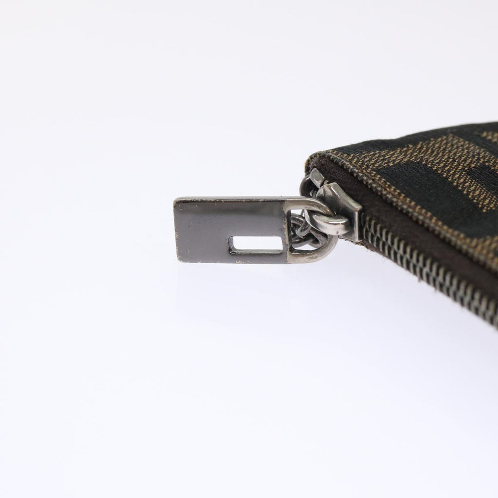 FENDI Zucca Canvas Coin Purse Black Brown yk8340