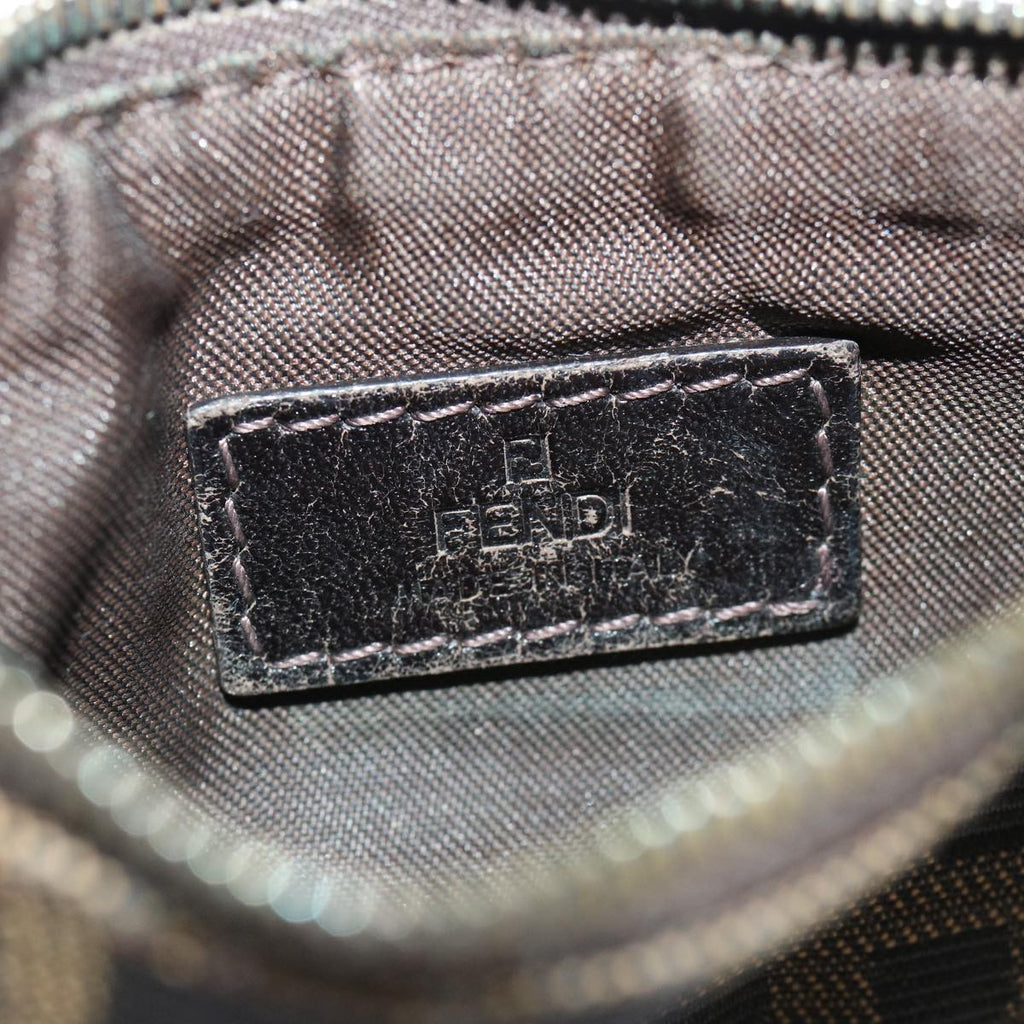 FENDI Zucca Canvas Coin Purse Black Brown yk8340
