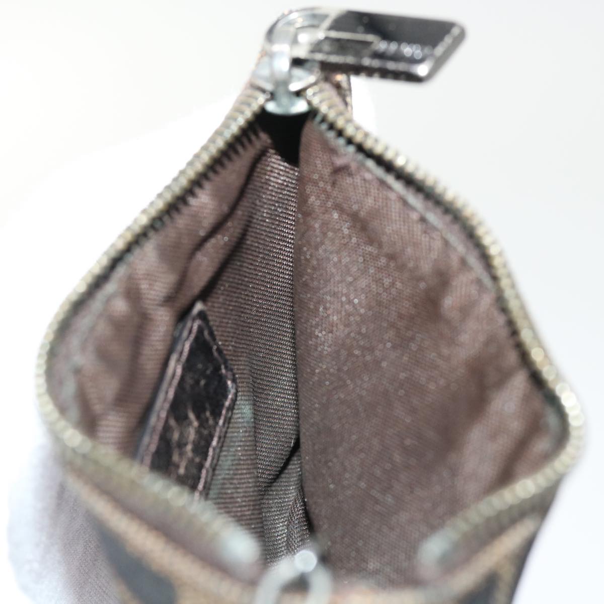 FENDI Zucca Canvas Coin Purse Black Brown yk8340