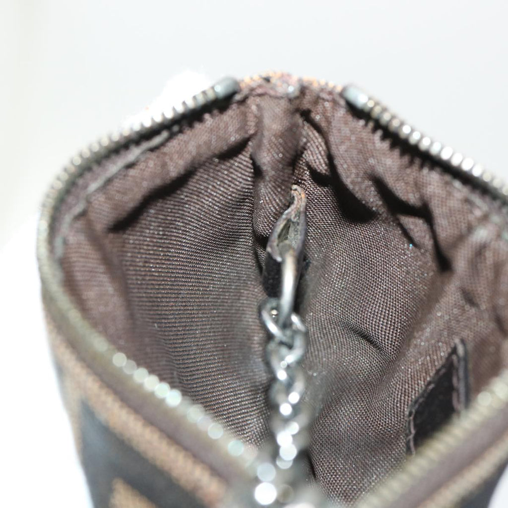 FENDI Zucca Canvas Coin Purse Black Brown yk8340