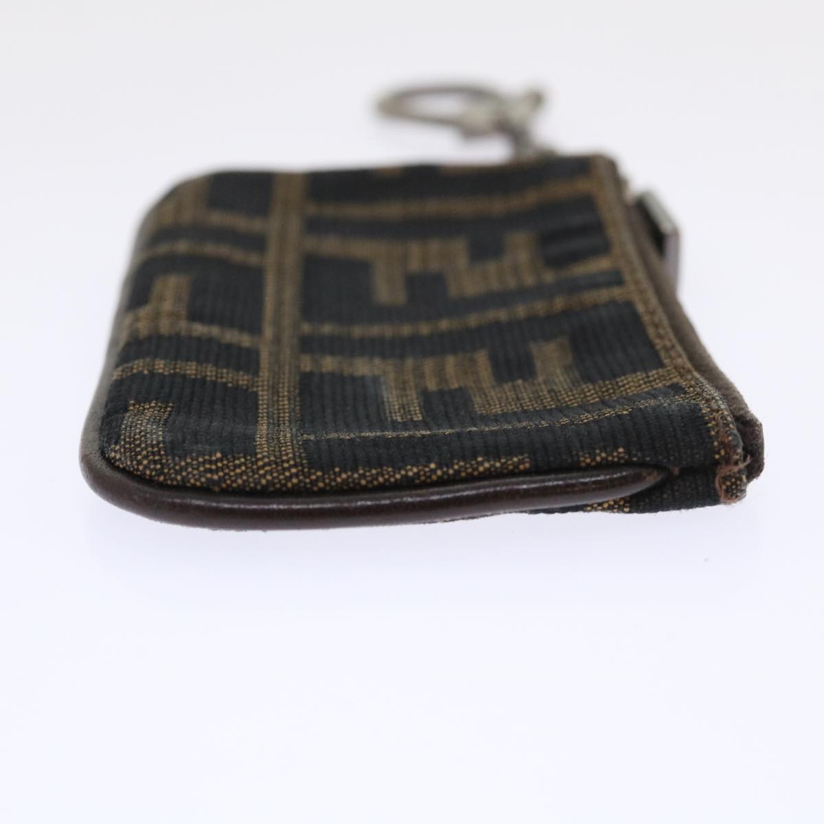 FENDI Zucca Canvas Coin Purse Black Brown yk8340
