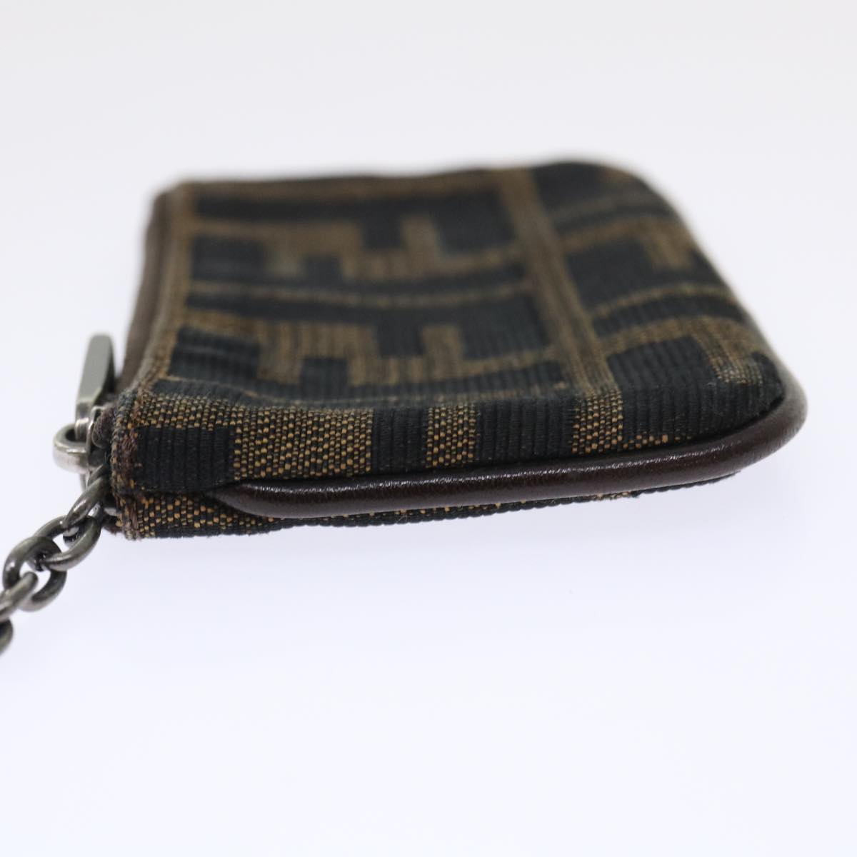 FENDI Zucca Canvas Coin Purse Black Brown yk8340