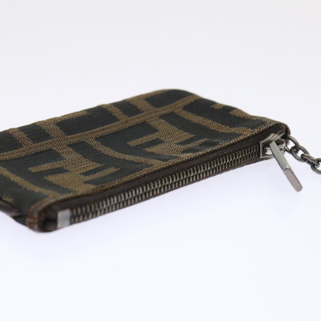 FENDI Zucca Canvas Coin Purse Black Brown yk8340