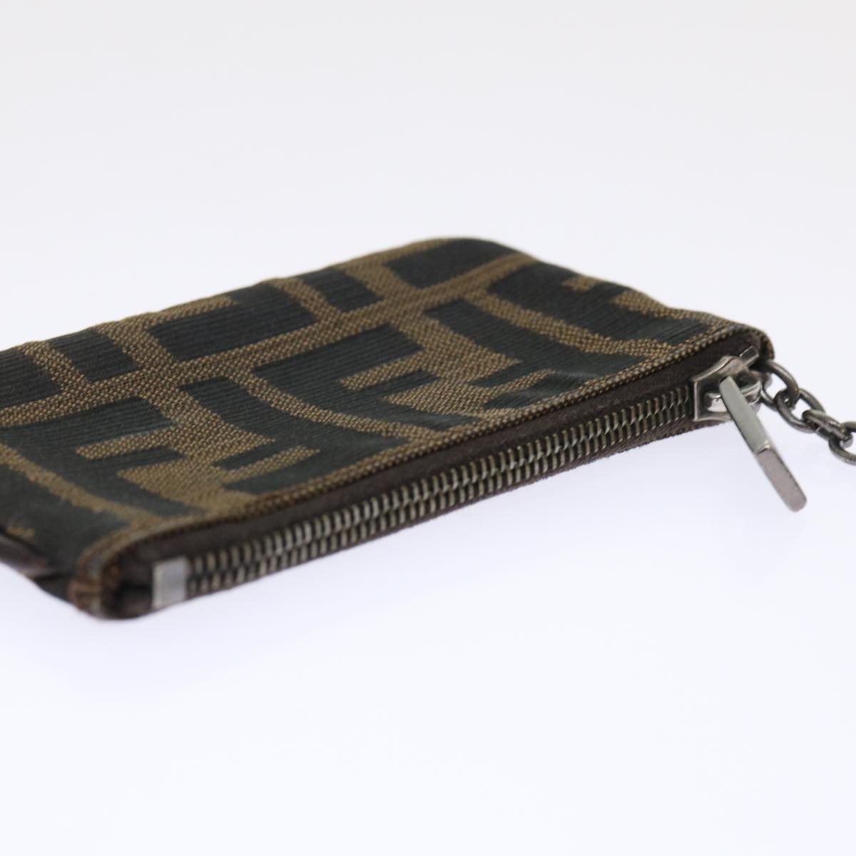 FENDI Zucca Canvas Coin Purse Black Brown yk8340
