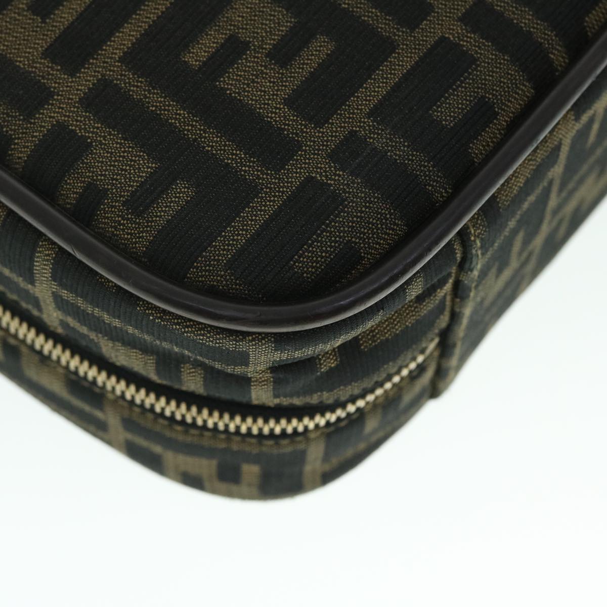 FENDI Zucca Canvas Hand Bag Black Brown yk8377B