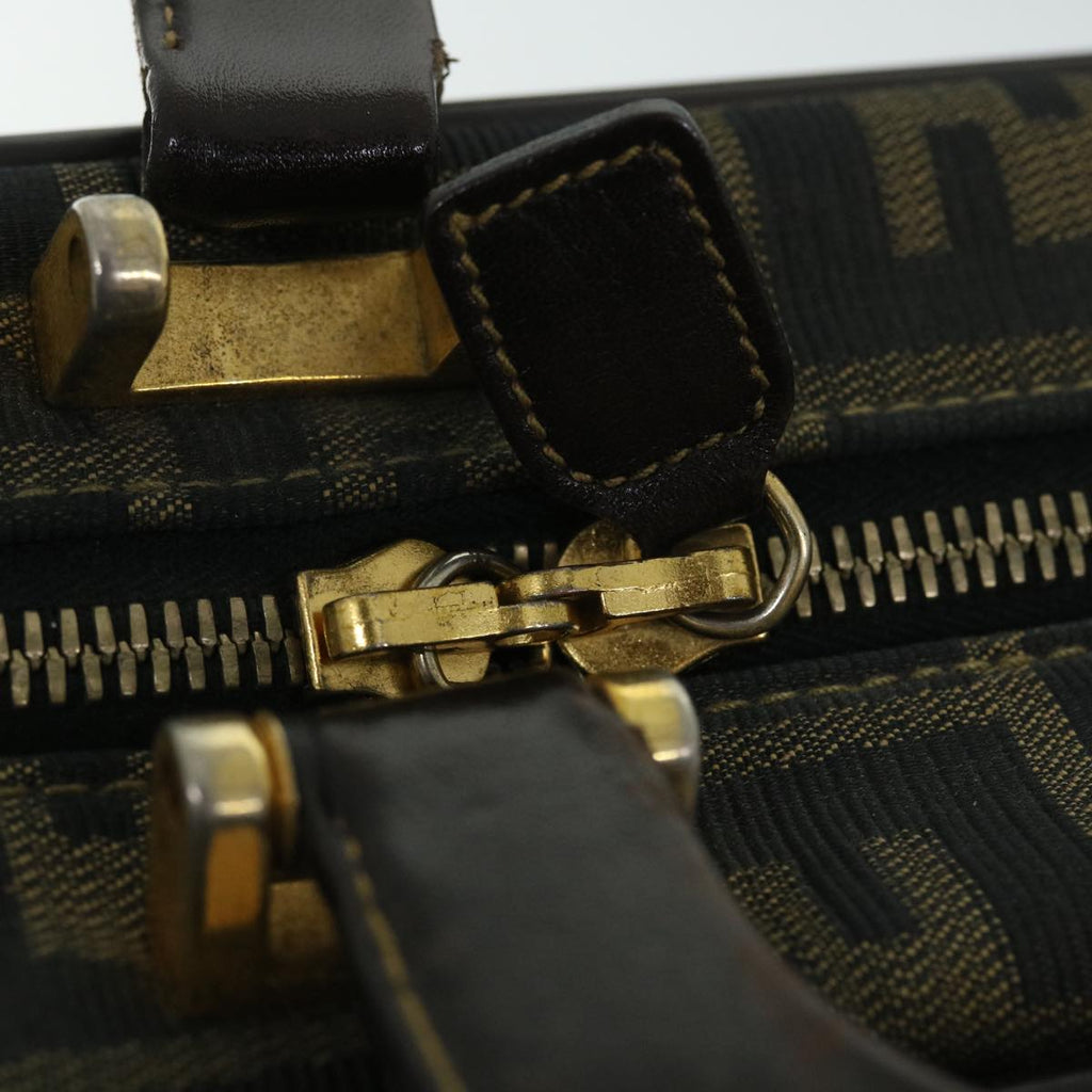 FENDI Zucca Canvas Hand Bag Black Brown yk8377B