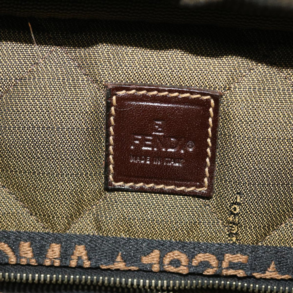 FENDI Zucca Canvas Hand Bag Black Brown yk8377B