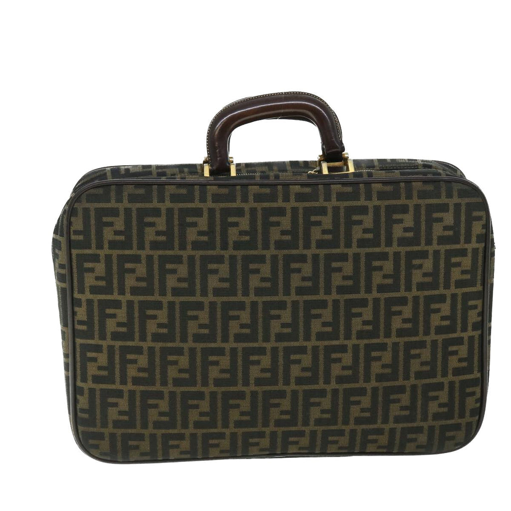 FENDI Zucca Canvas Hand Bag Black Brown yk8377B