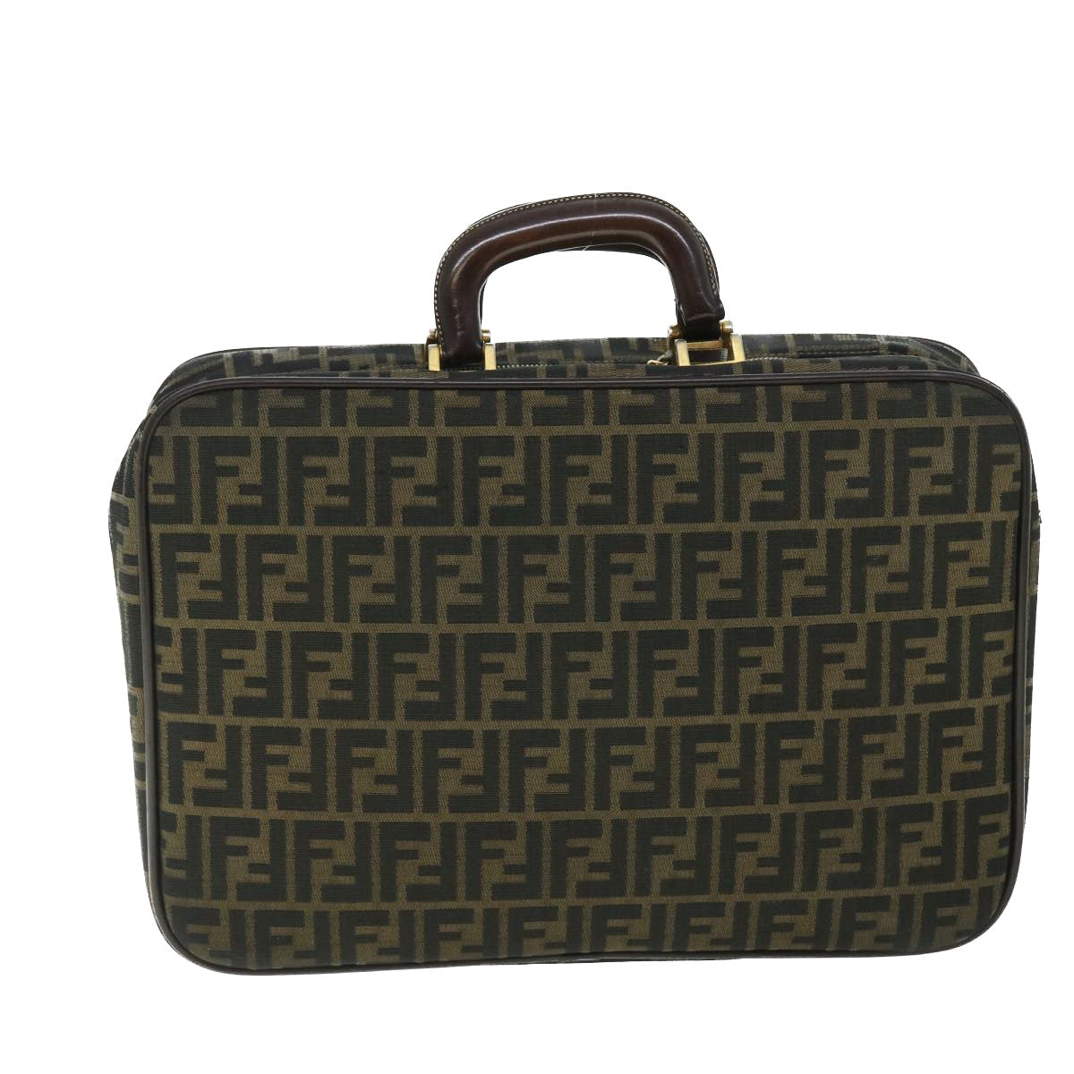 FENDI Zucca Canvas Hand Bag Black Brown yk8377B
