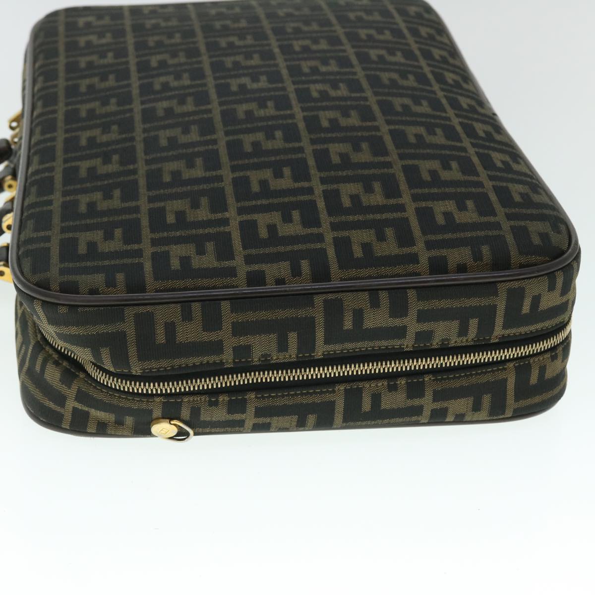 FENDI Zucca Canvas Hand Bag Black Brown yk8377B