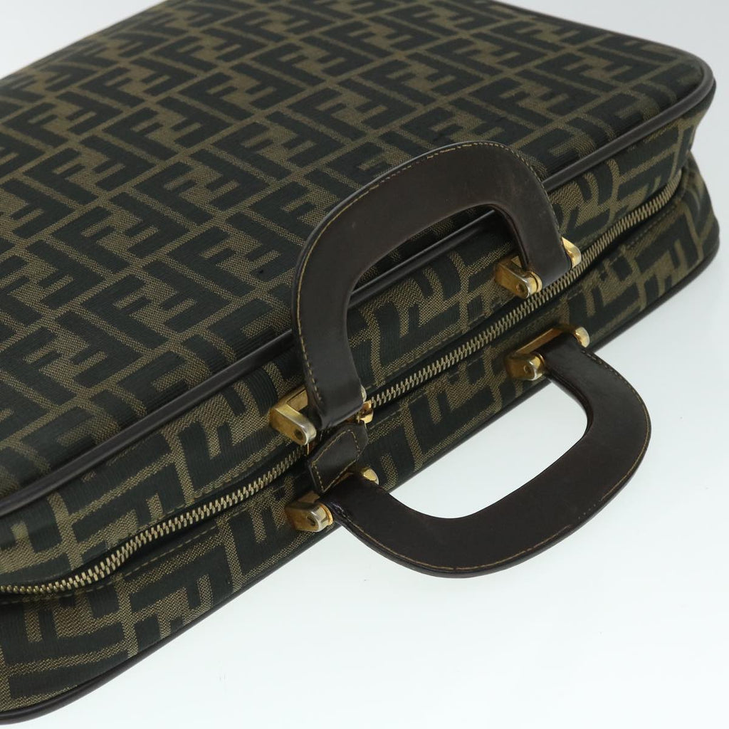 FENDI Zucca Canvas Hand Bag Black Brown yk8377B