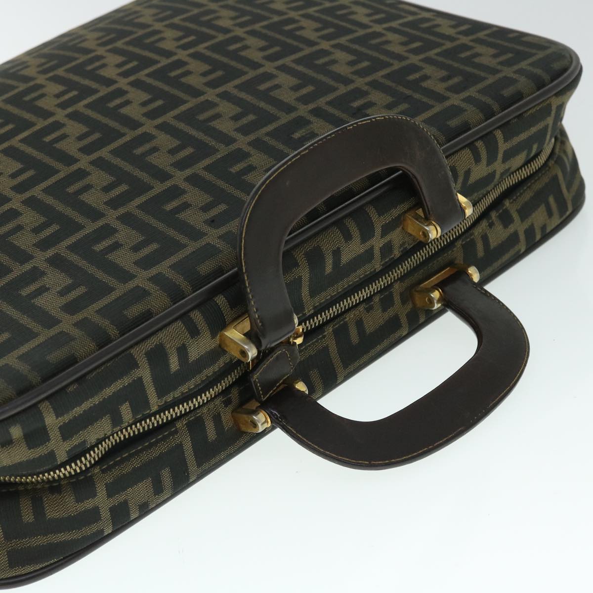 FENDI Zucca Canvas Hand Bag Black Brown yk8377B