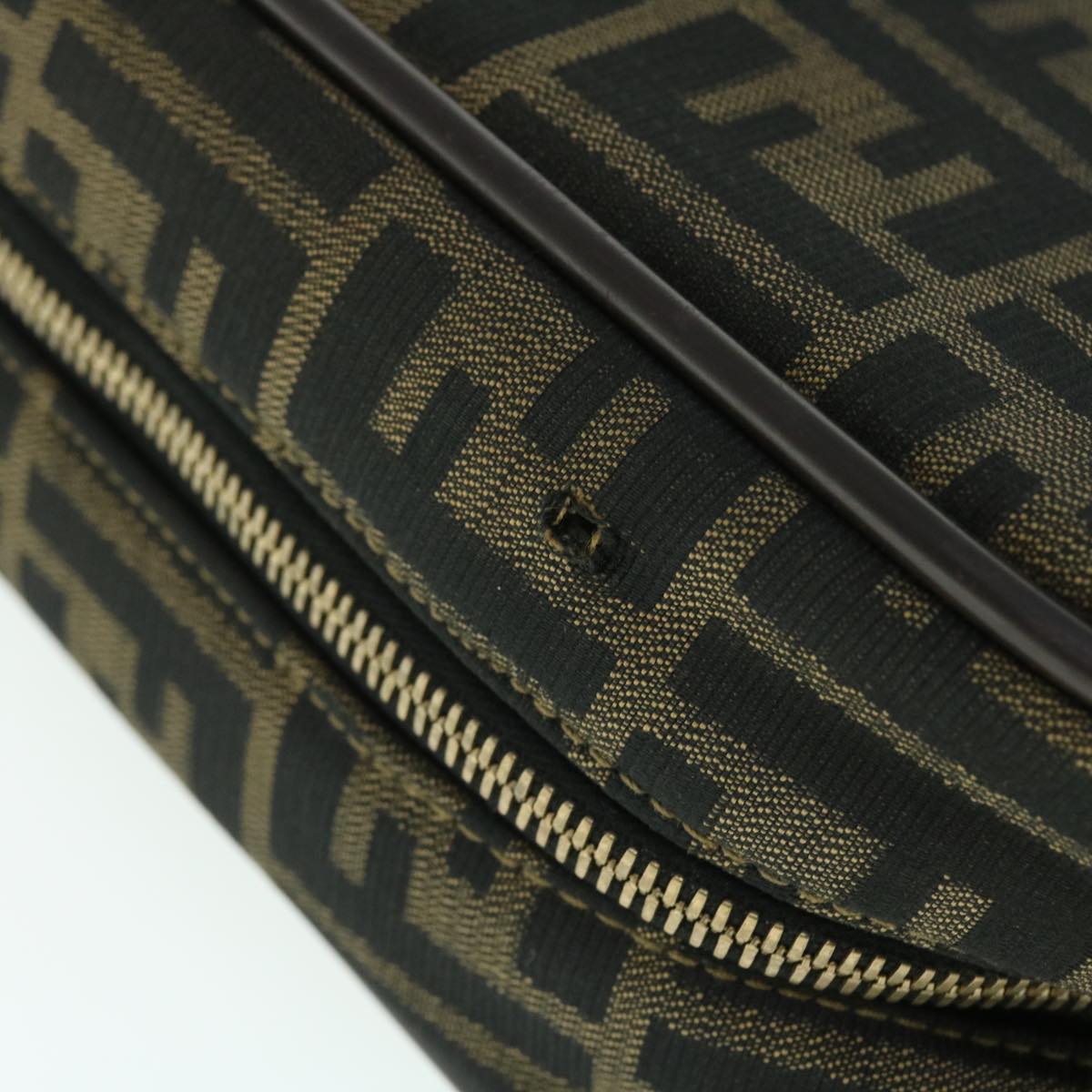 FENDI Zucca Canvas Hand Bag Black Brown yk8377B