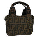 FENDI Zucca Canvas Hand Bag Brown Black yk8449