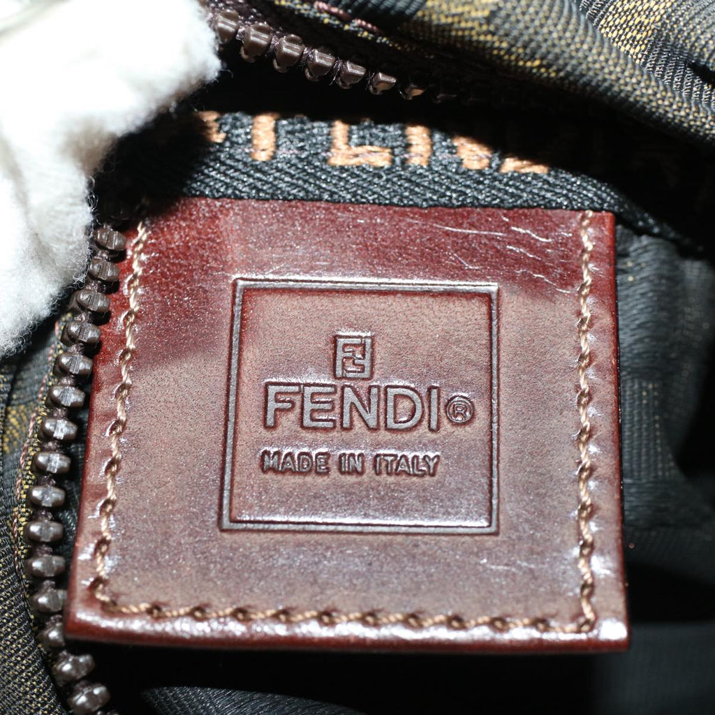 FENDI Zucca Canvas Hand Bag Brown Black yk8449