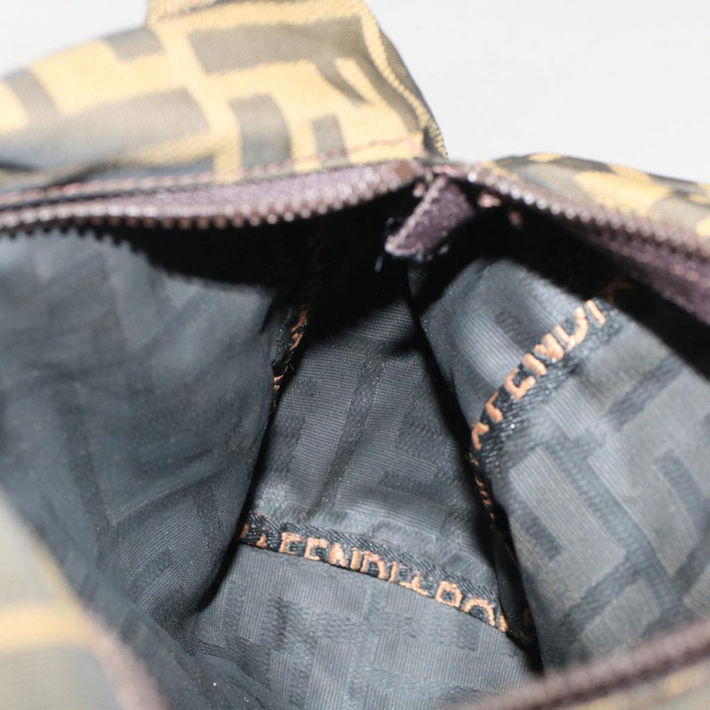 FENDI Zucca Canvas Hand Bag Brown Black yk8449