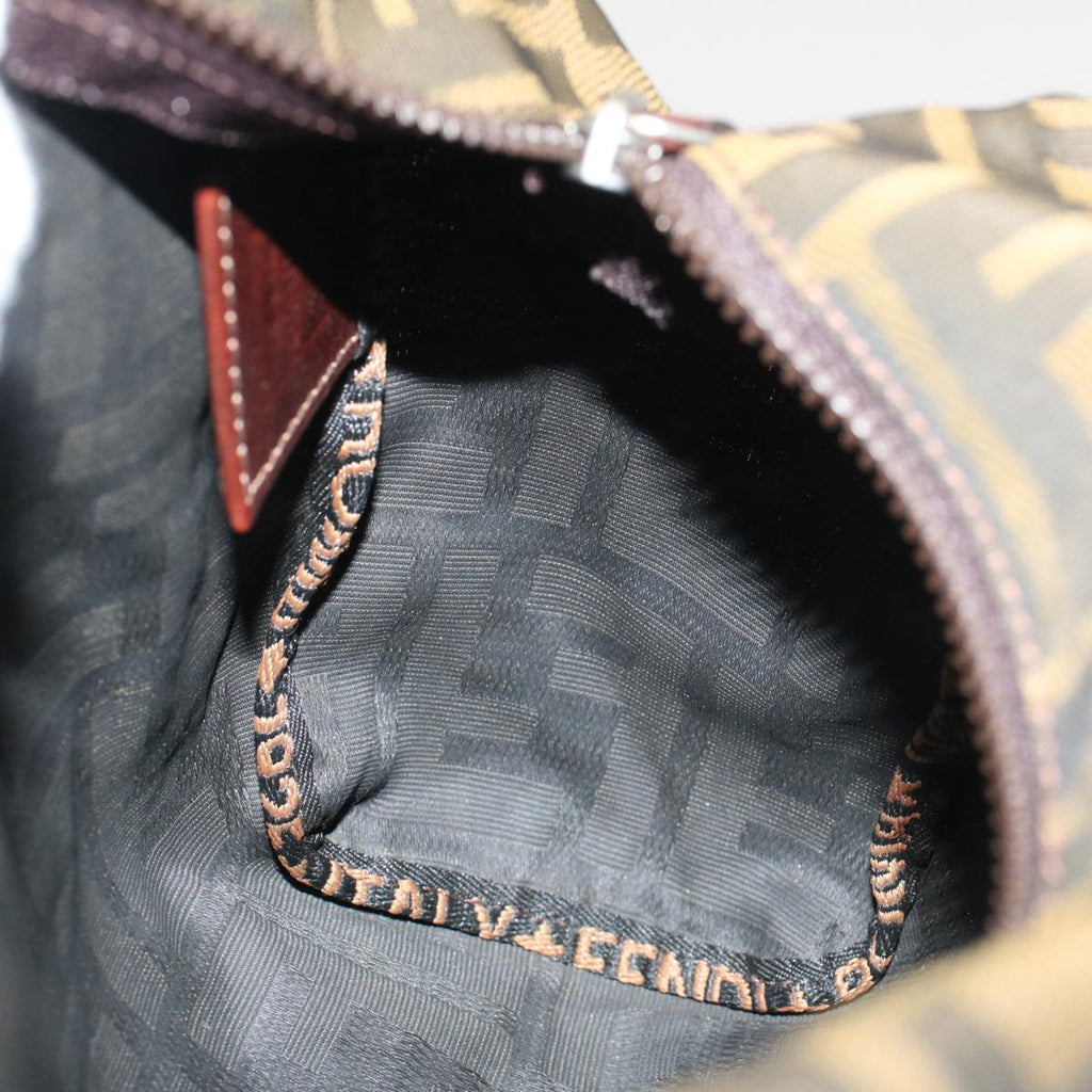FENDI Zucca Canvas Hand Bag Brown Black yk8449