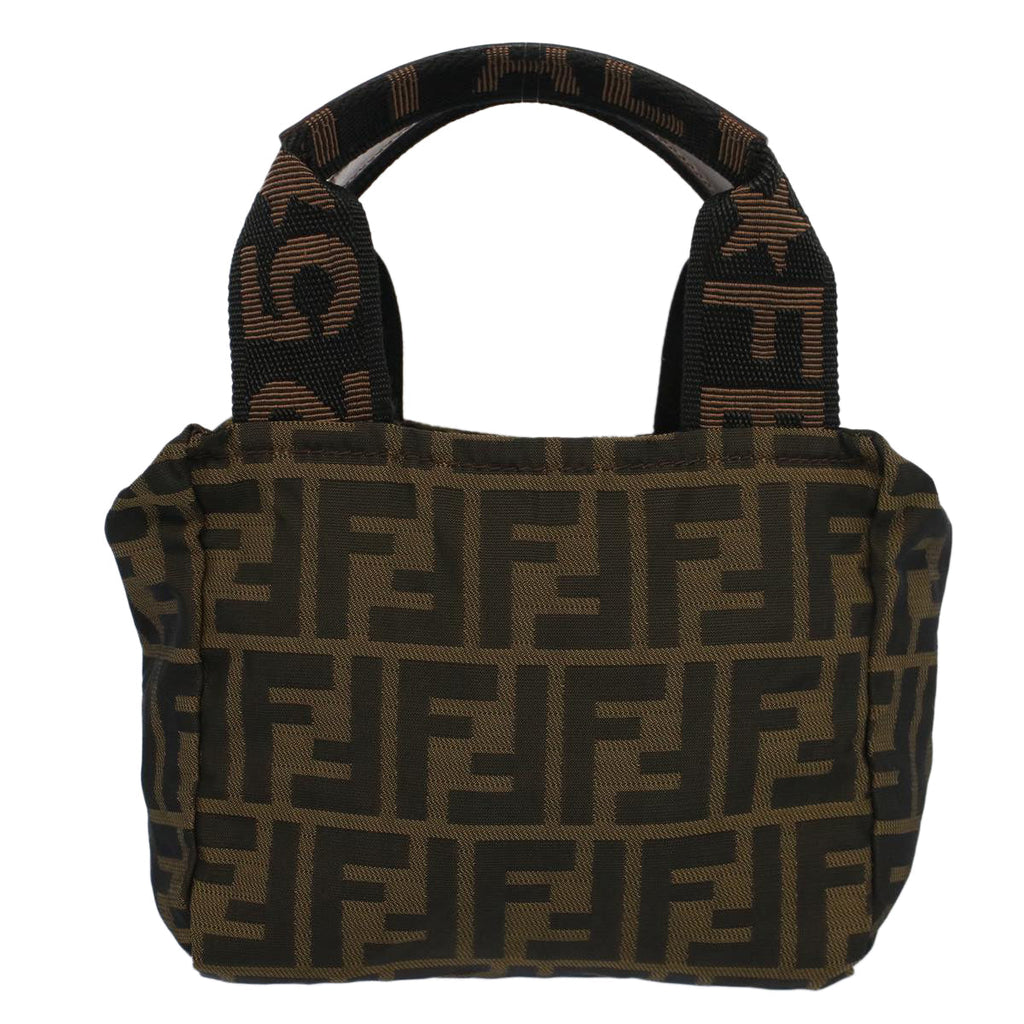 FENDI Zucca Canvas Hand Bag Brown Black yk8449