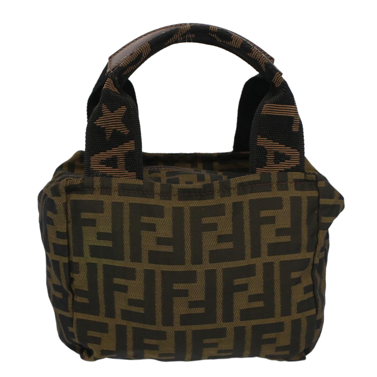 FENDI Zucca Canvas Hand Bag Brown Black yk8449
