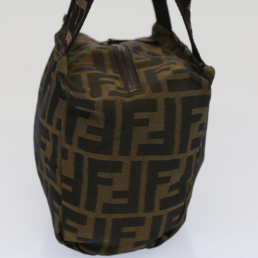 FENDI Zucca Canvas Hand Bag Brown Black yk8449