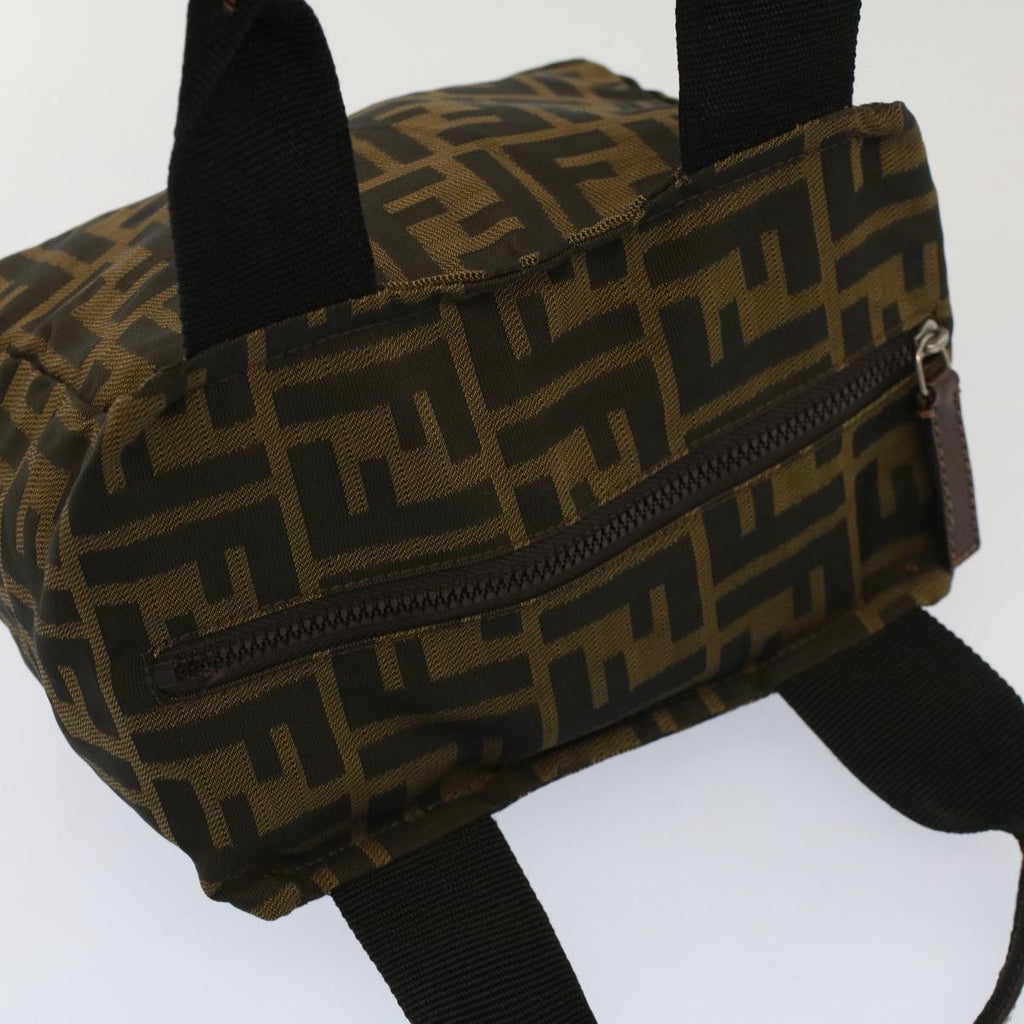 FENDI Zucca Canvas Hand Bag Brown Black yk8449
