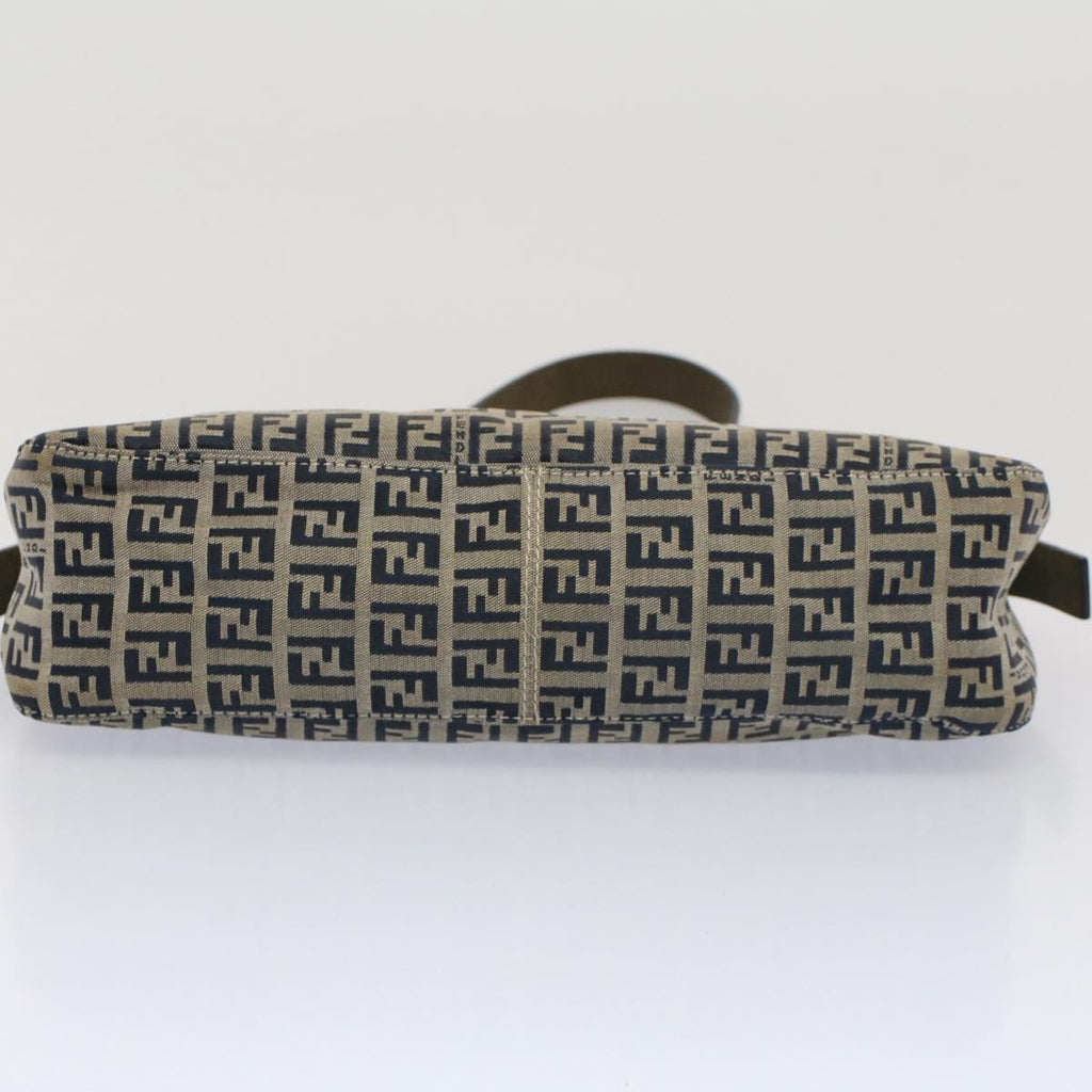 FENDI Zucchino Canvas Mamma Baguette Shoulder Bag Gray Navy yk8484