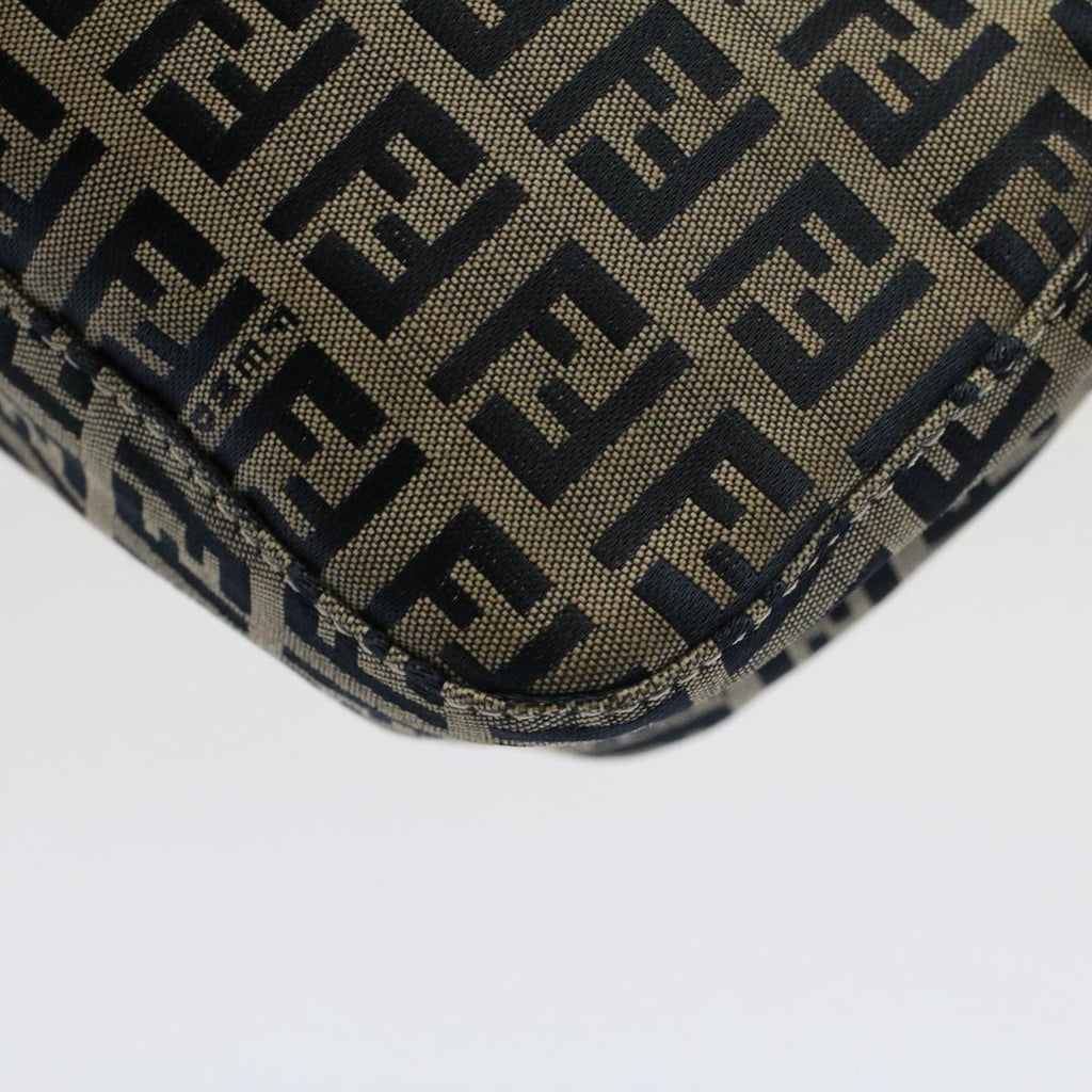 FENDI Zucchino Canvas Mamma Baguette Shoulder Bag Gray Navy yk8484