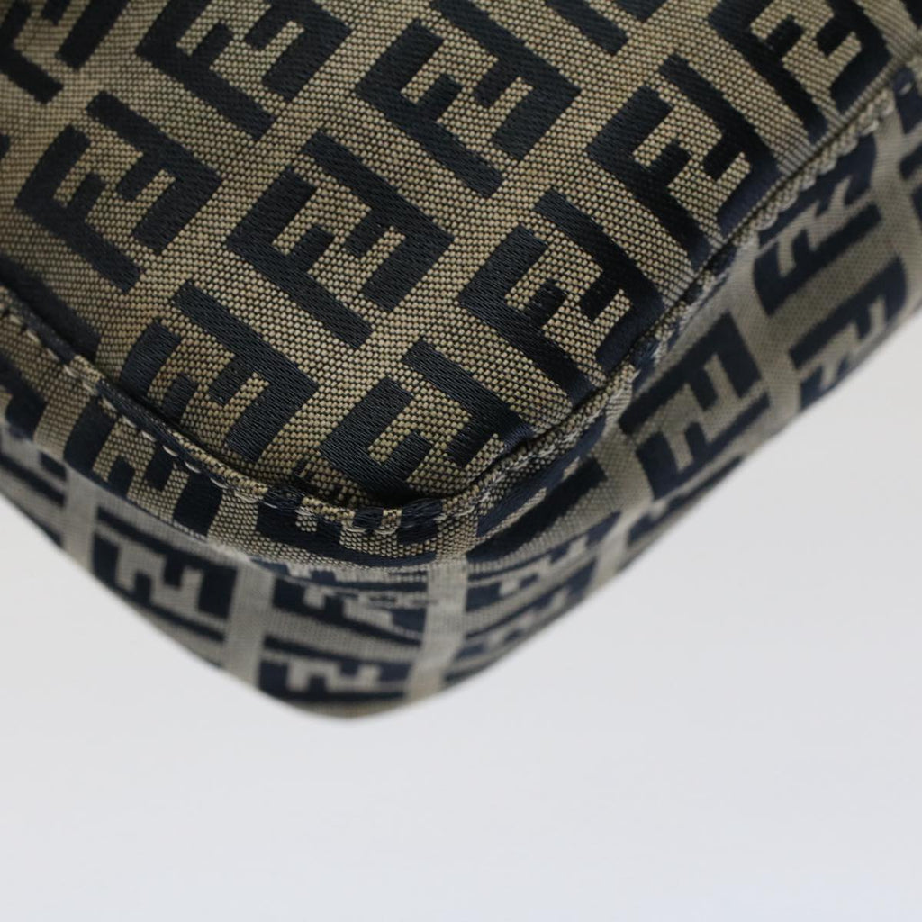 FENDI Zucchino Canvas Mamma Baguette Shoulder Bag Gray Navy yk8484