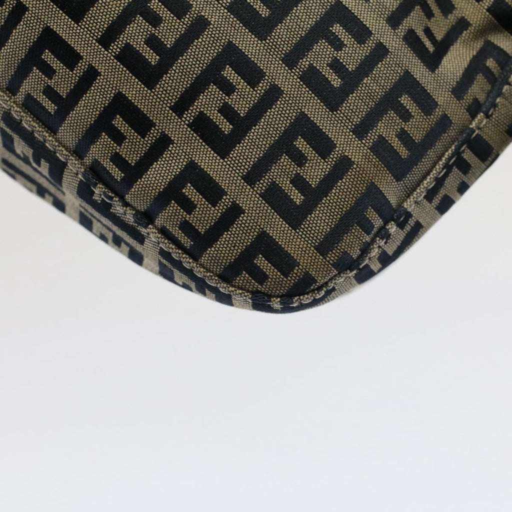 FENDI Zucchino Canvas Mamma Baguette Shoulder Bag Gray Navy yk8484