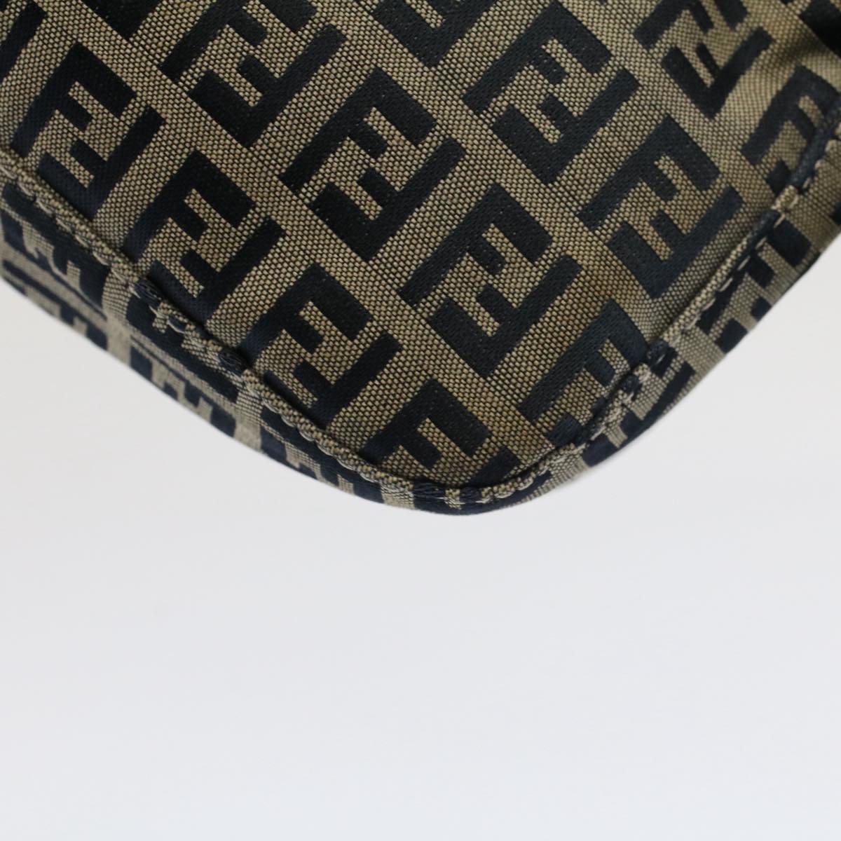 FENDI Zucchino Canvas Mamma Baguette Shoulder Bag Gray Navy yk8484