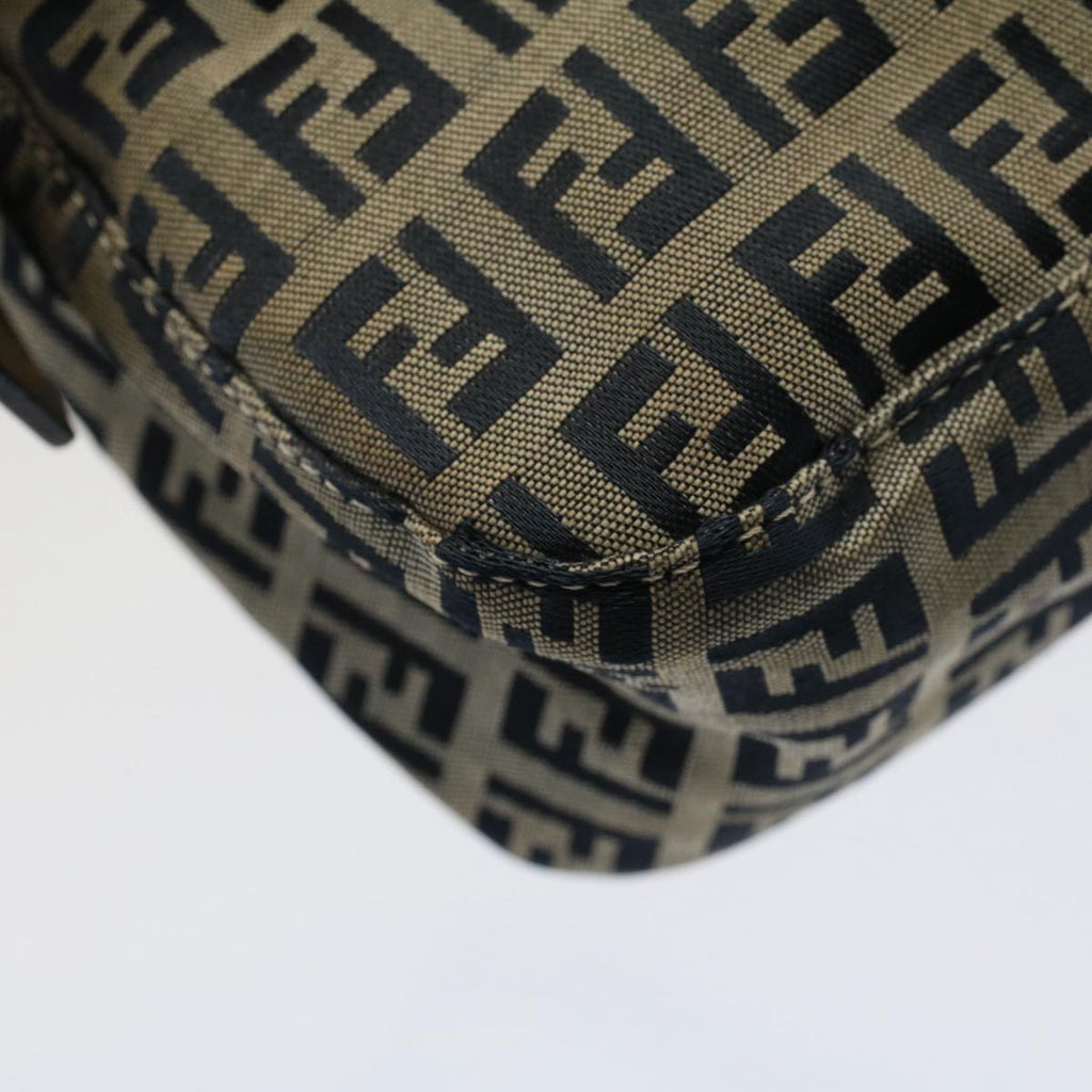FENDI Zucchino Canvas Mamma Baguette Shoulder Bag Gray Navy yk8484