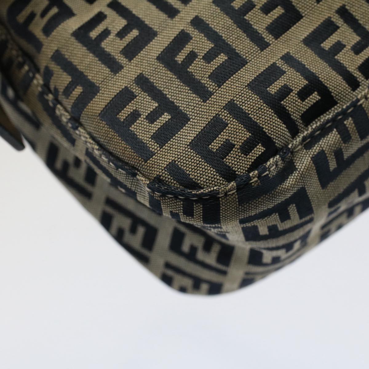 FENDI Zucchino Canvas Mamma Baguette Shoulder Bag Gray Navy yk8484
