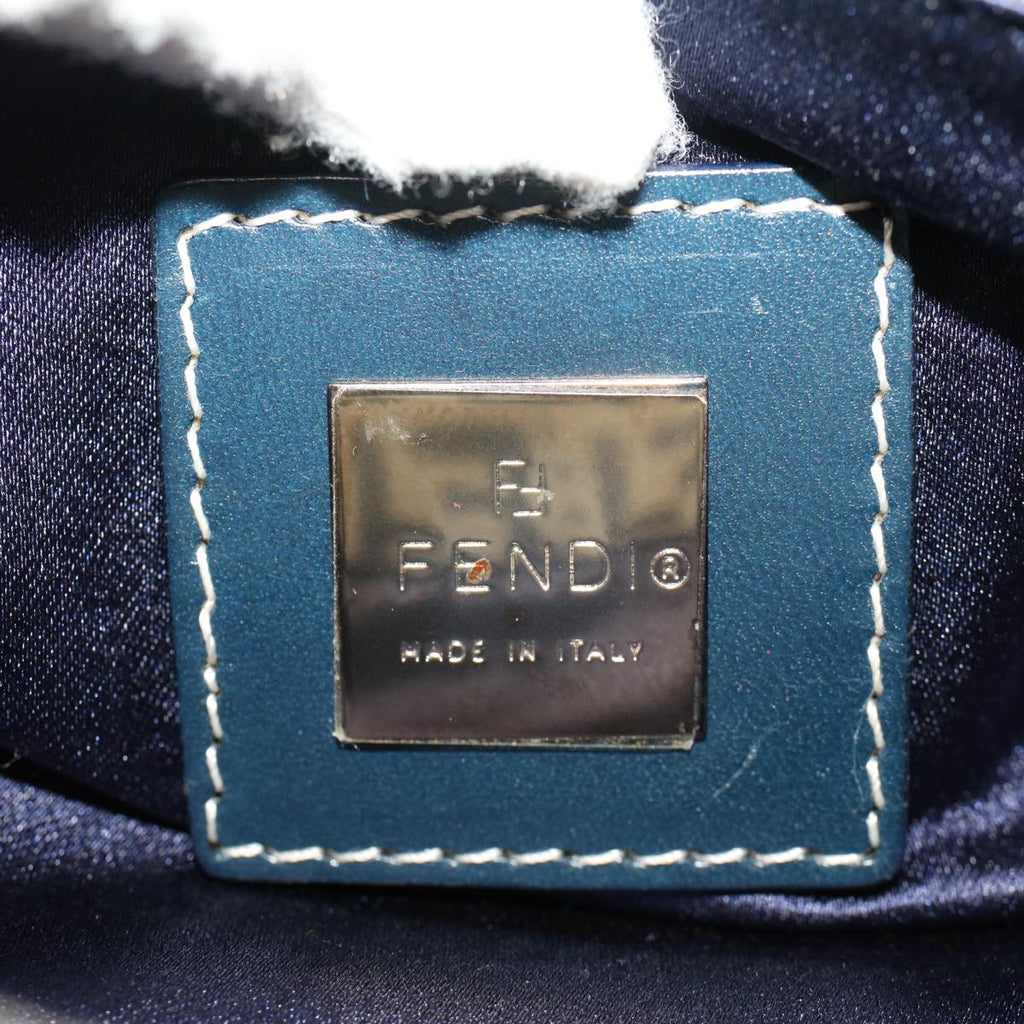 FENDI Zucchino Canvas Mamma Baguette Shoulder Bag Gray Navy yk8484