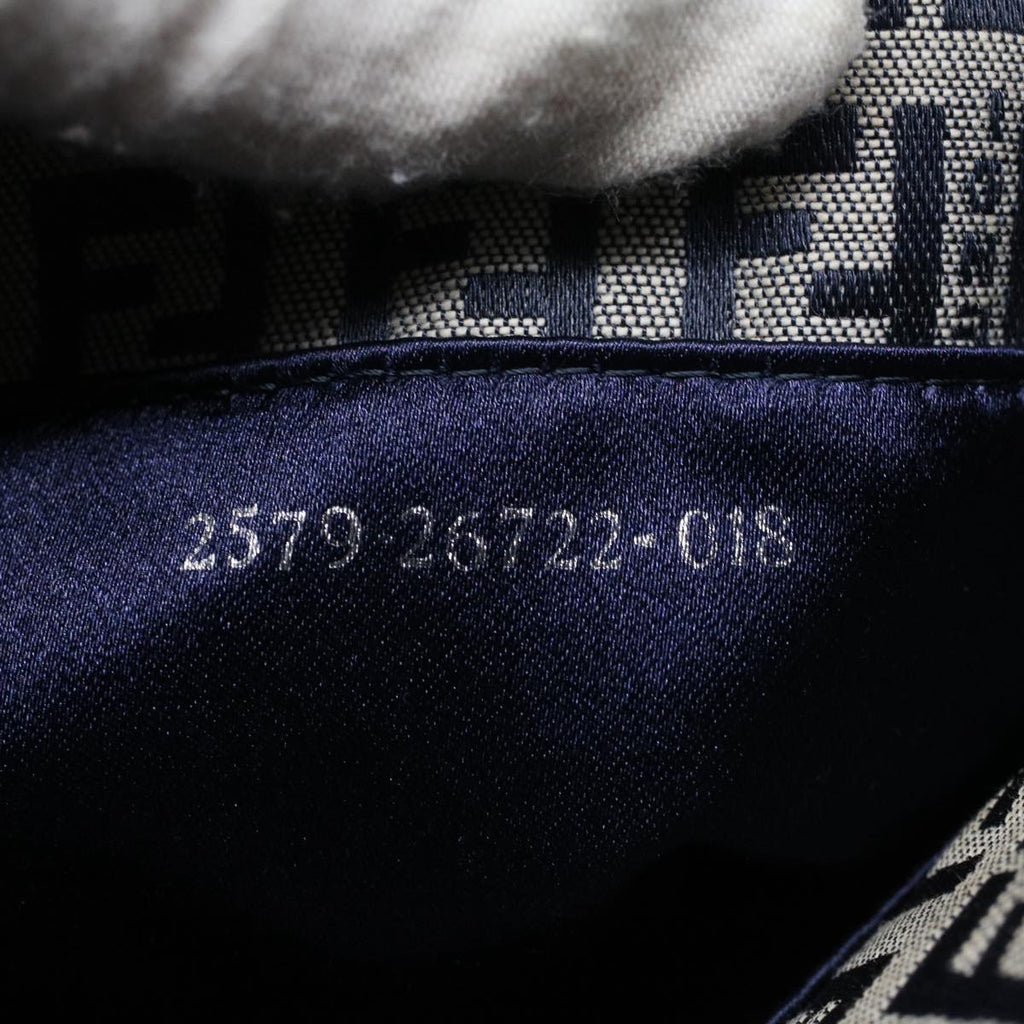 FENDI Zucchino Canvas Mamma Baguette Shoulder Bag Gray Navy yk8484