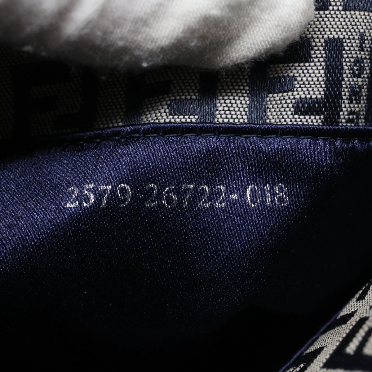 FENDI Zucchino Canvas Mamma Baguette Shoulder Bag Gray Navy yk8484