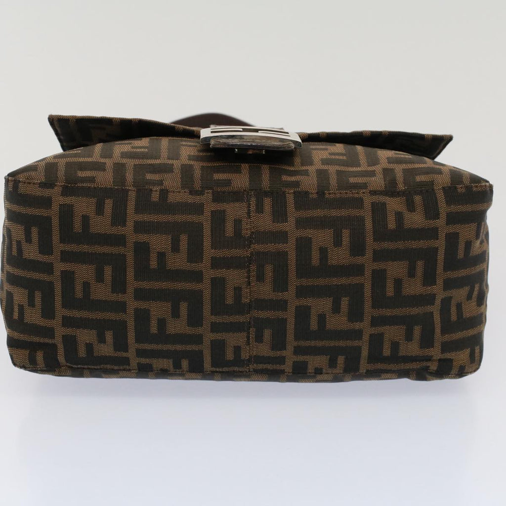 FENDI Zucca Canvas Mamma Baguette Shoulder Bag Brown Black yk8485