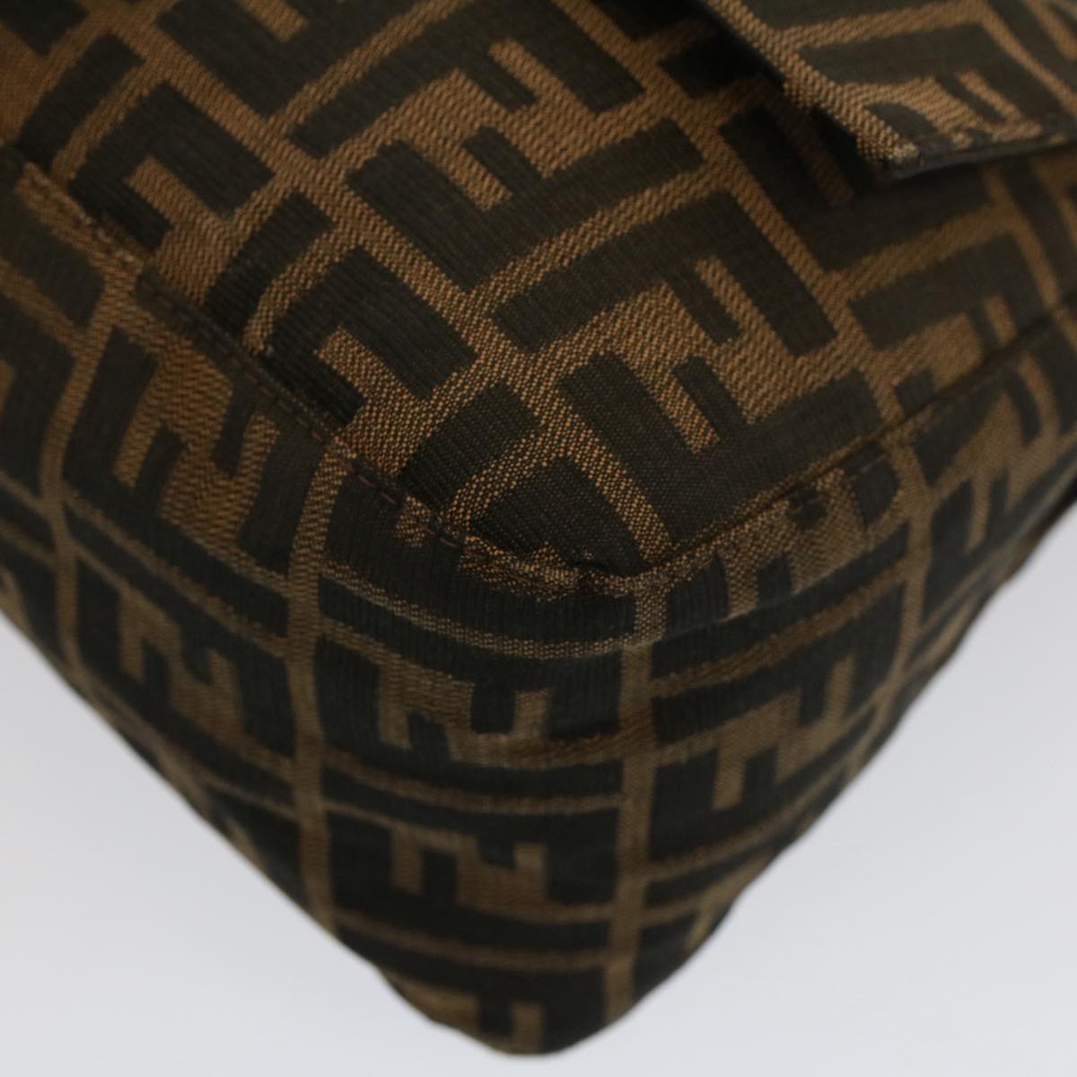 FENDI Zucca Canvas Mamma Baguette Shoulder Bag Brown Black yk8485