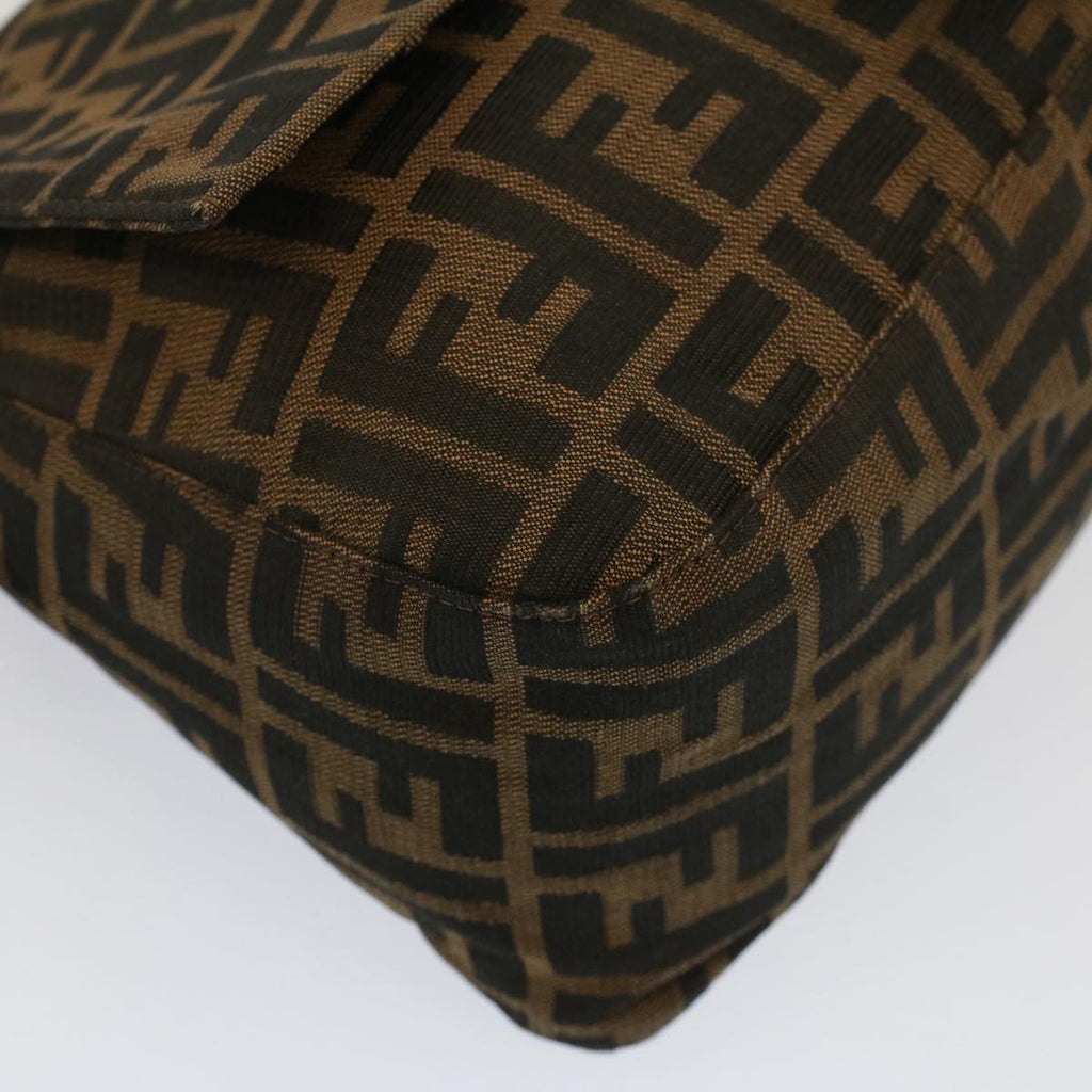 FENDI Zucca Canvas Mamma Baguette Shoulder Bag Brown Black yk8485