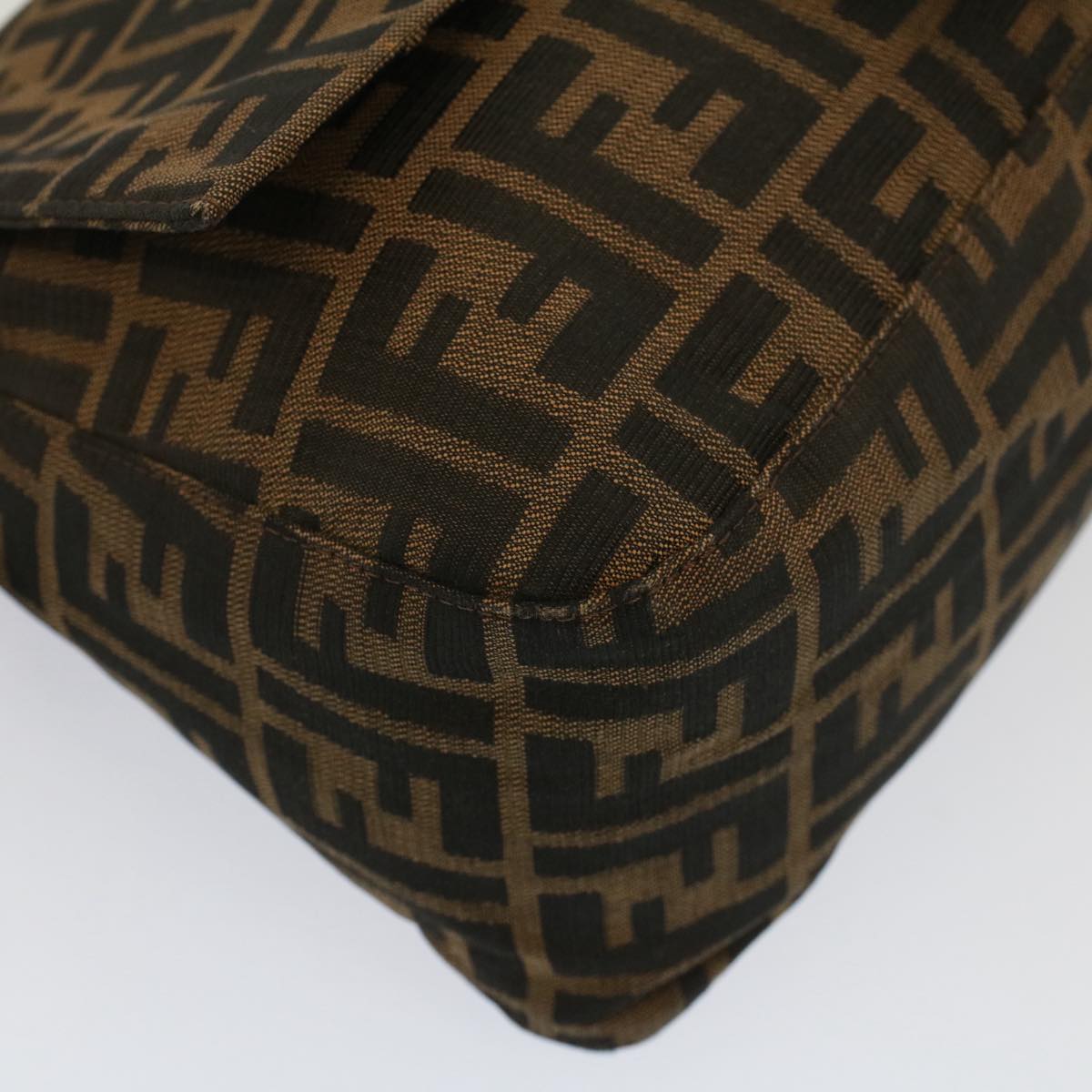 FENDI Zucca Canvas Mamma Baguette Shoulder Bag Brown Black yk8485