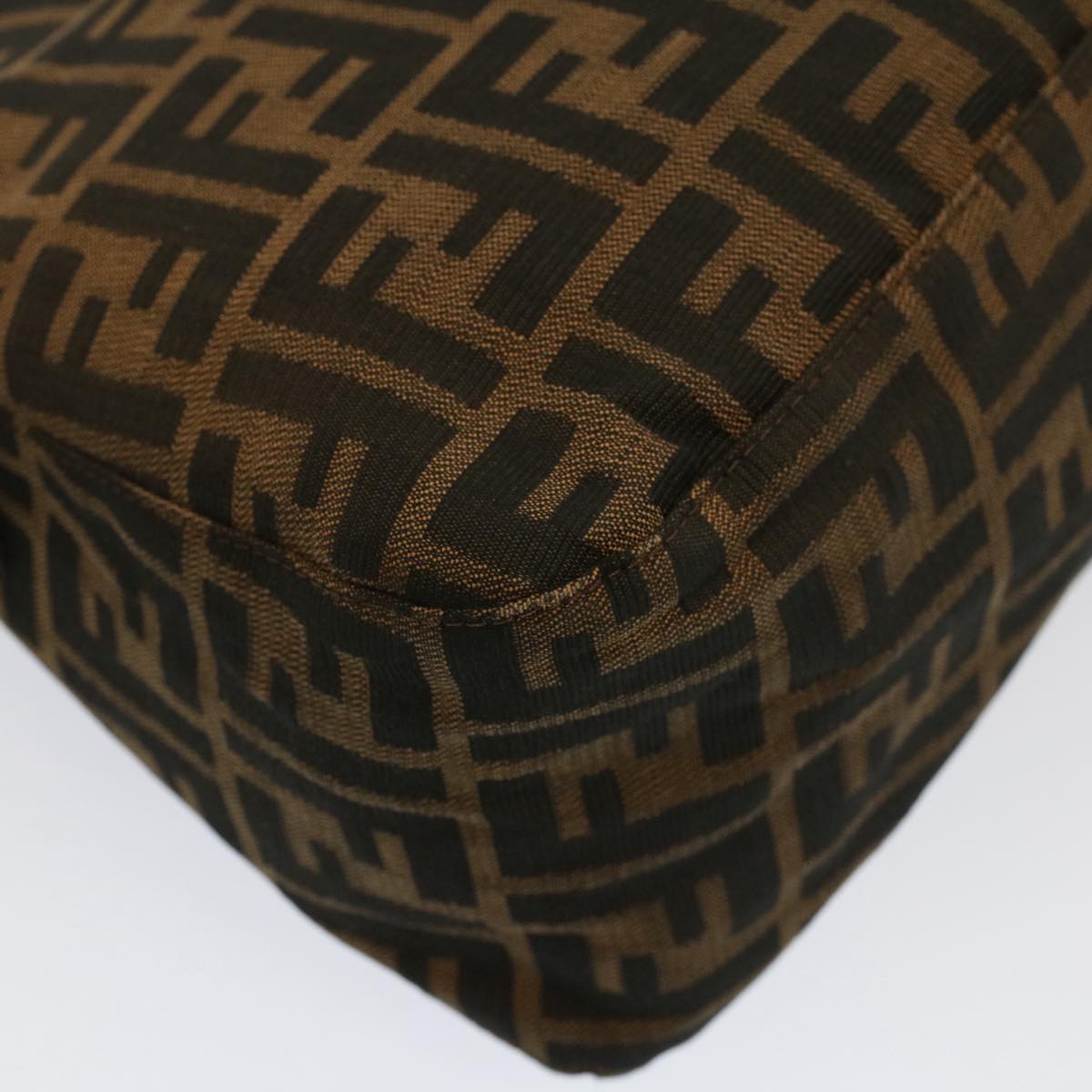 FENDI Zucca Canvas Mamma Baguette Shoulder Bag Brown Black yk8485