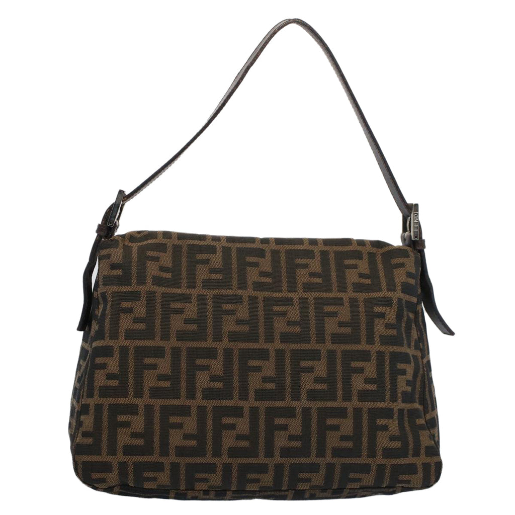 FENDI Zucca Canvas Mamma Baguette Shoulder Bag Brown Black yk8485