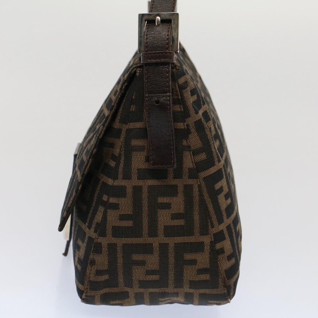 FENDI Zucca Canvas Mamma Baguette Shoulder Bag Brown Black yk8485