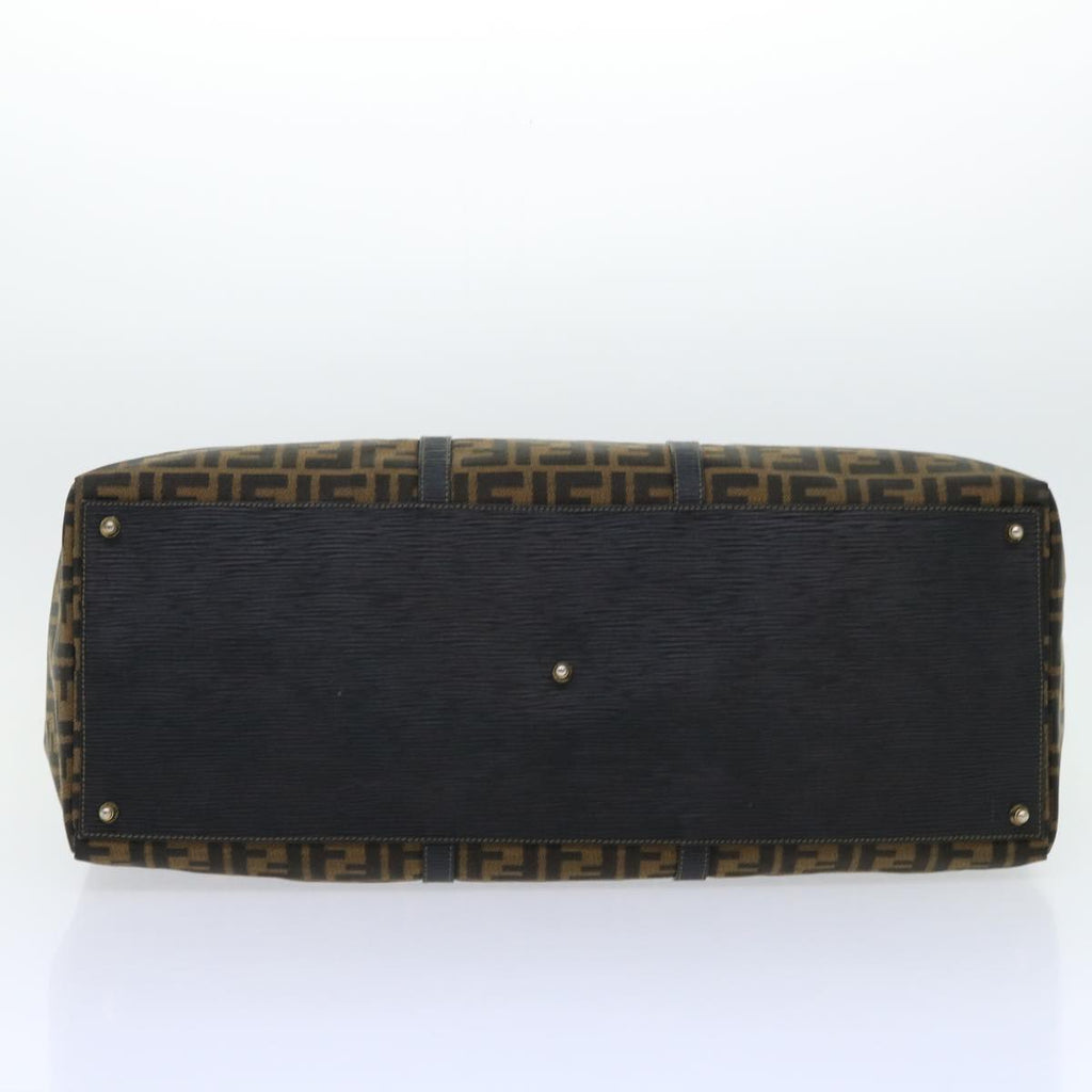 FENDI Zucca Canvas Boston Bag Brown Black yk8493