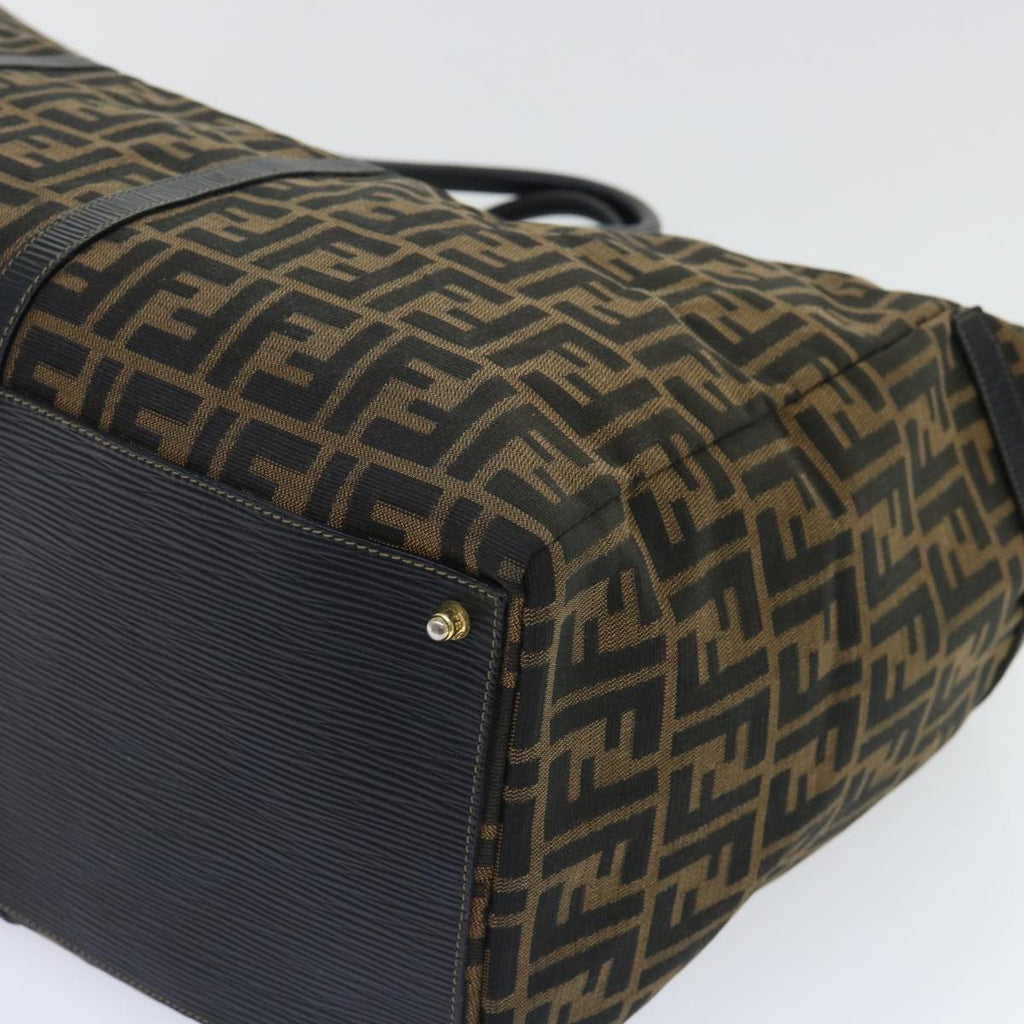 FENDI Zucca Canvas Boston Bag Brown Black yk8493