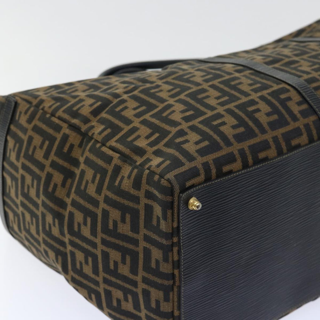 FENDI Zucca Canvas Boston Bag Brown Black yk8493