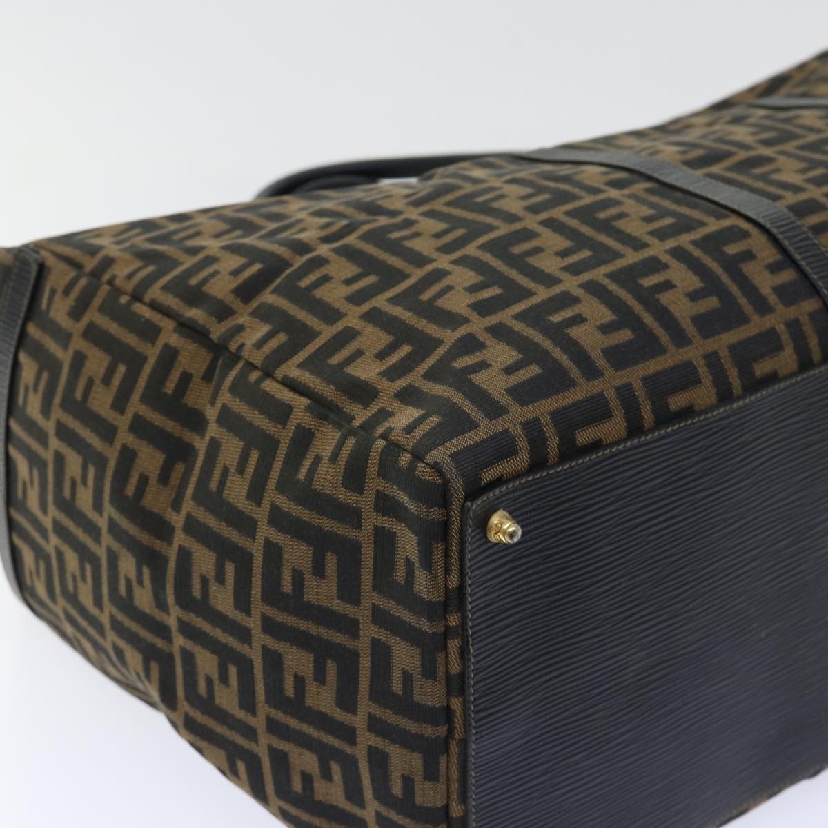 FENDI Zucca Canvas Boston Bag Brown Black yk8493