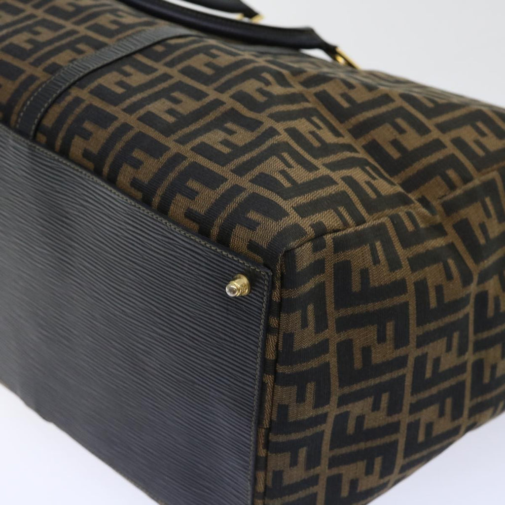 FENDI Zucca Canvas Boston Bag Brown Black yk8493