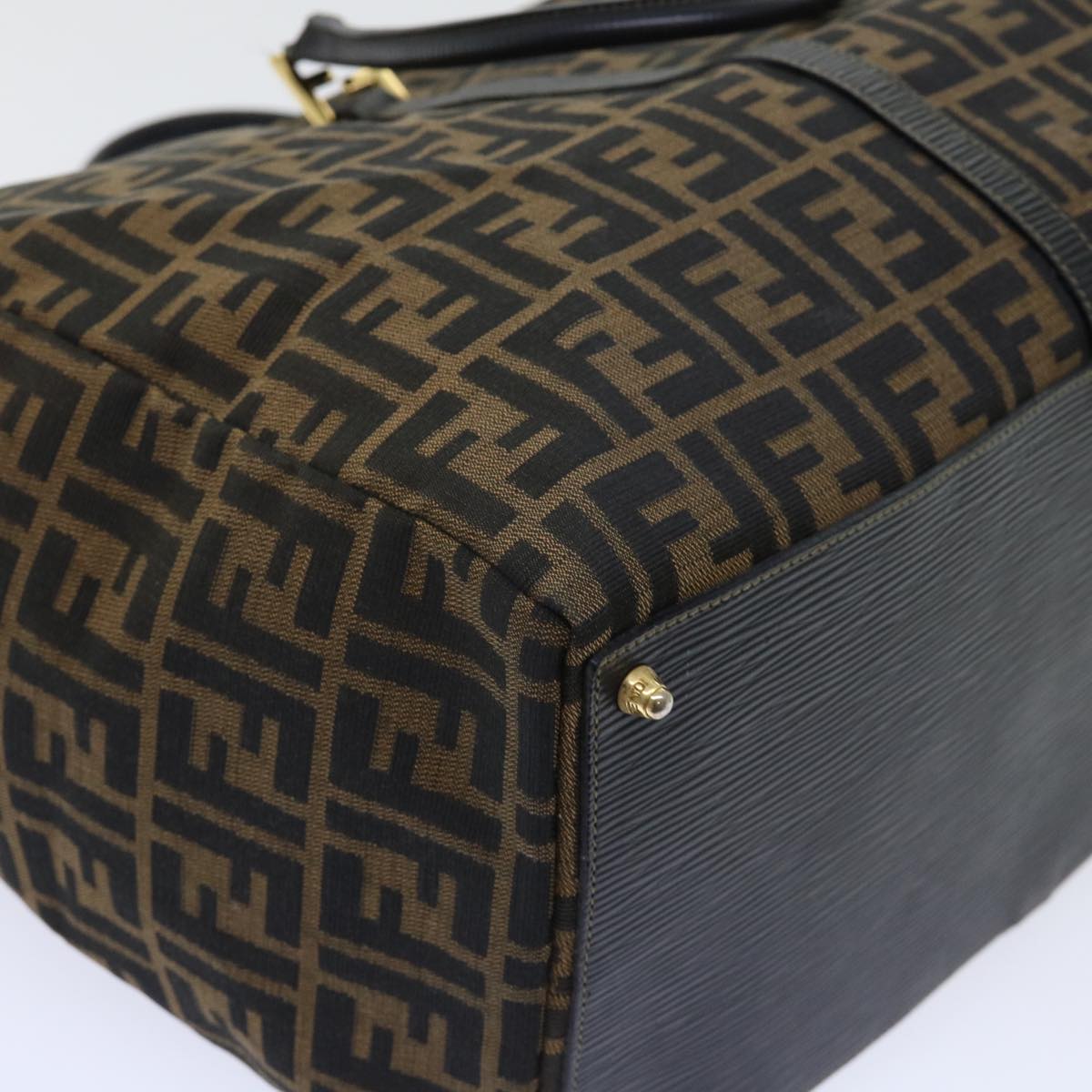 FENDI Zucca Canvas Boston Bag Brown Black yk8493