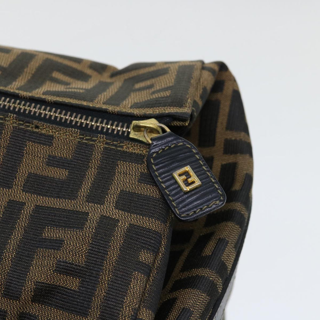 FENDI Zucca Canvas Boston Bag Brown Black yk8493