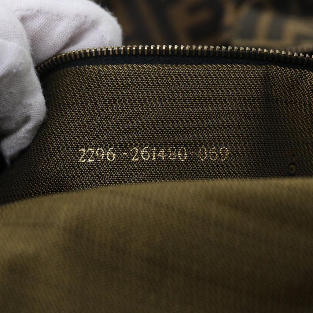 FENDI Zucca Canvas Boston Bag Brown Black yk8493